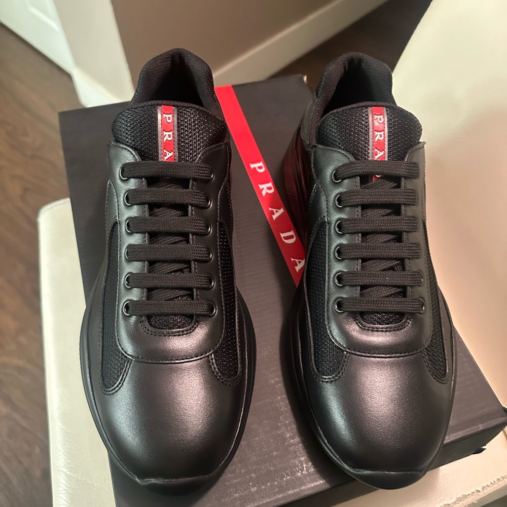 Prada Black Sneakers Sleek Leather Design